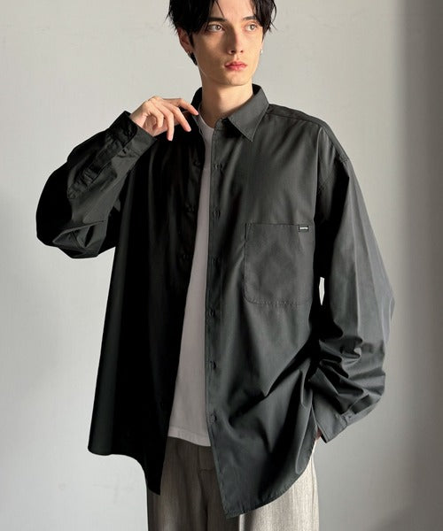 【Classical Origin】ゆとりを着る。ネーム付き胸ポケットビッグシャツ（長袖）/Brand name & chest pocket long sleeved big shirt ao1110147