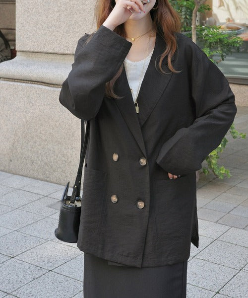 《marina×クラシカルエルフコラボ》【UVカット機能付き】余裕をまとう、さらり心地よい１枚。シアーダブルジャケット（長袖） ce1010616