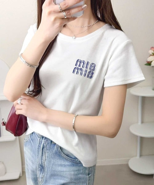 【mily bilet】スタイルよく、着心地いい。絶対使えるシンプルT♪ワッペンコンパクトTシャツ（半袖） mi1329084