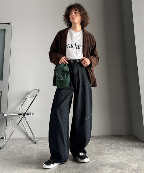 【Classical Origin】「シルエットで語る。」ブラスト加工カーブシルエットバレルレッグデニムパンツ／Blasted Curve Silhouette Barrel-Leg Denim Pants co0900007