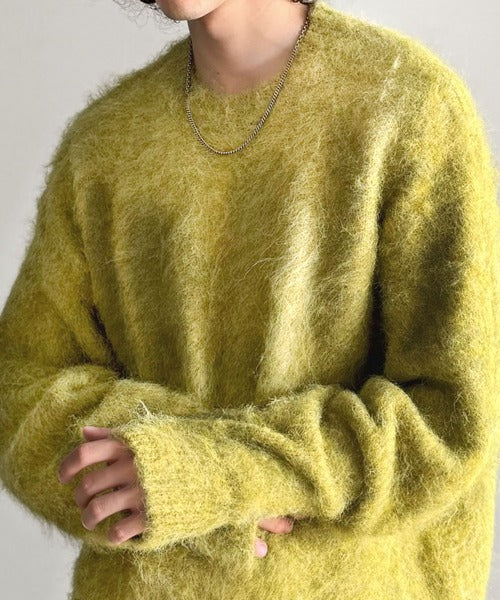 【Classical Origin】「深みのある1着。」ミックスシャギー素材クルーネックセーター／Mixed Shaggy Crew Neck Sweater co0780010