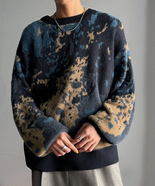 【classical origin】ニュアンス柄Wジャガードシャギーニット／Nuanced Pattern Double Jacquard Shaggy Knit ao1260497