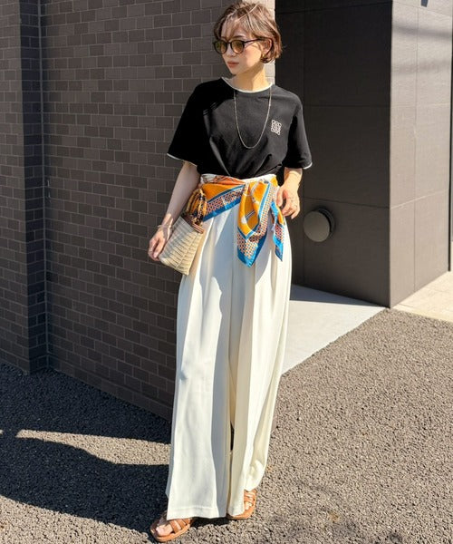 【接触冷感・吸水速乾・UVカット機能付き】リッチカジュアルなアイテム。ダブルカラーポイント刺繍TEE ce1110189