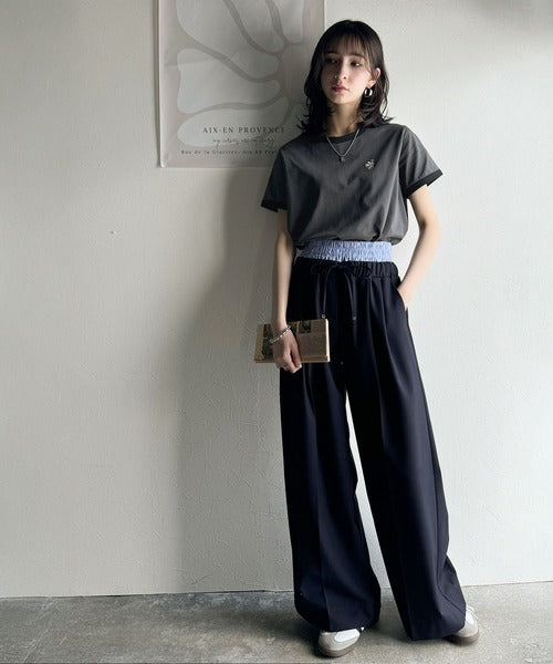 【sustaina+】デイリースタイルをアップデート。オーガニックコットン混 綿100％胸刺繍リンガーTシャツ ce1260400