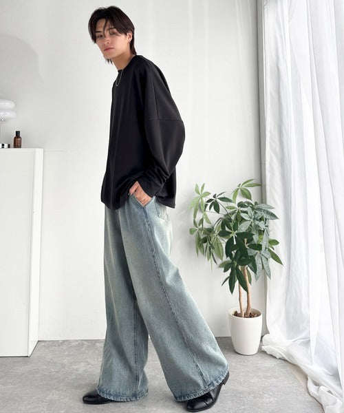 【Classical Origin】「大人シンプル。」ドルマンスリーブダンボール素材ビックTEE（長袖）／Dolman Cardboard Big Tee ao1260455