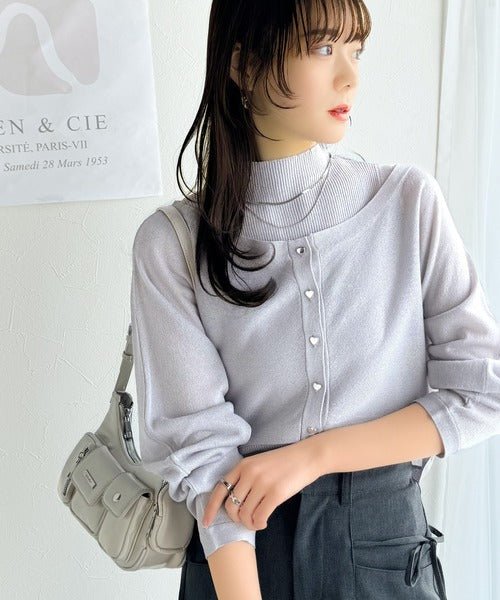 【mily bilet】上品さと可愛らしさを兼ね備えた、オフショル２WAYラメシアーニットアンサンブル（カーディガンセット） mi1029105
