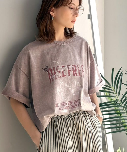 《JaVaジャバコラボ》キャッチーな個性派スタイル。綿100％前後2wayアシッドウォッシュビッグロックTシャツ(半袖） jv1260545