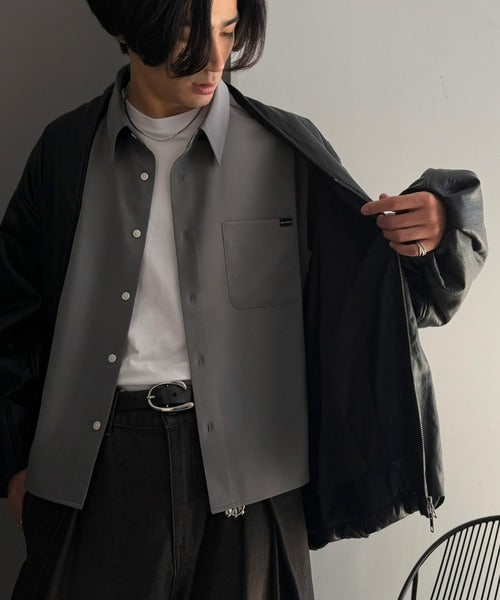 《Classical Origin》【イージーケア・吸水速乾・UVカット機能付き】レイヤードで映える。クロップド丈ブロード長袖シャツ co1150112