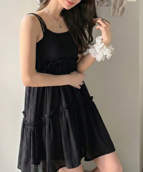 【mily bilet】360度どこから見ても大人可愛い!　切替シアーティアードキャミチュニック mi1019119
