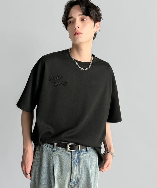 Logo Rhinestone Design Dolman Oversized Tee／ラインストーンロゴ使いドルマンオーバーサイズTシャツ co1010003
