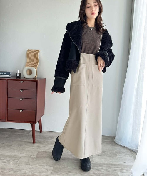 女性らしい上品シルエット。前後2wayサスペンダー付きタイトスカート（ロング丈・セットアップ可） ce1240047