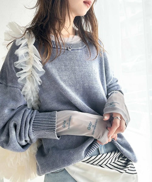 大人可愛いレトロな雰囲気。綿100％ワンポイント刺繍ピグメントニットプルオーバー ce1260240