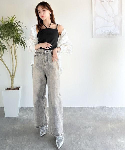 【mily bilet】オールシーズンの必需品！カップ付きホルターネック風ストラップキャミソール mi1019086
