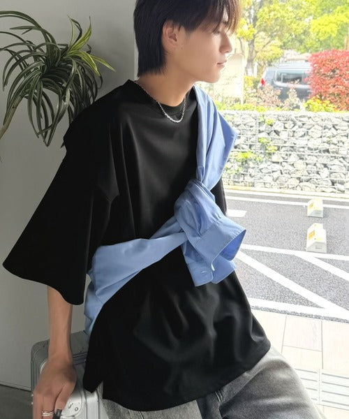 《JaVaジャバコラボ》【接触冷感・UVカット機能付き】シャリ生地で夏も快適！胸刺繍 梨地カットジョーゼットTシャツ（オーバーサイズ） jo1010057