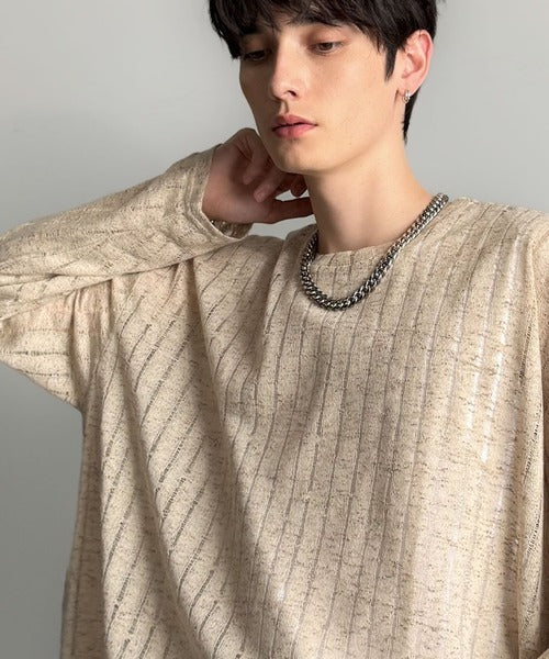 【Classical Origin】「シンプルに魅せる。」グランジモードリラックスシアープルオーバー（長袖）/Grunge Mode Relaxed Pullover co1010027