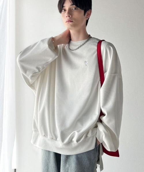 【Classical Origin】「やっぱりビッグシルエット！」スウェードポンチ素材ビックシルエットトレーナー（長袖）/Suede material big silhouette sweatshirt co1010030