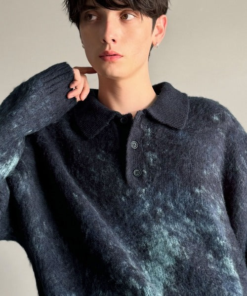 【Classical Origin】「まるで毛布。」モヘアライクシャギー素材ニットポロシャツ／Mohair-Like Shaggy Knit Polo Shirt co0780004
