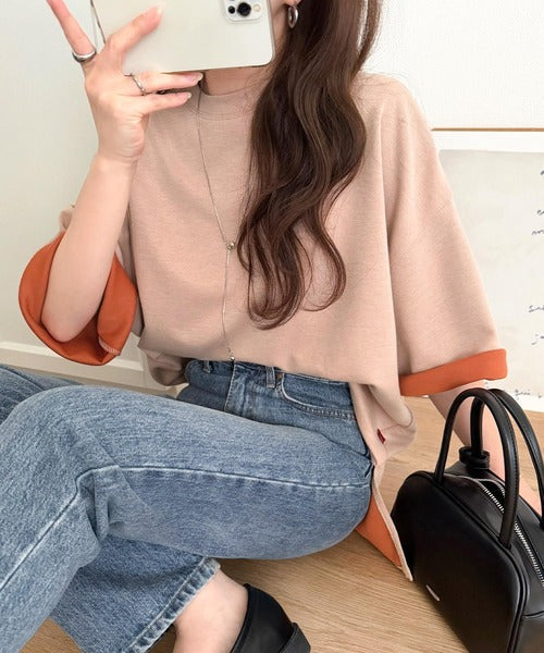 《JaVaジャバコラボ》ゆるシルエットに、ひとさじのアクセント。オーバーサイズ配色BIGTEE jv1110190