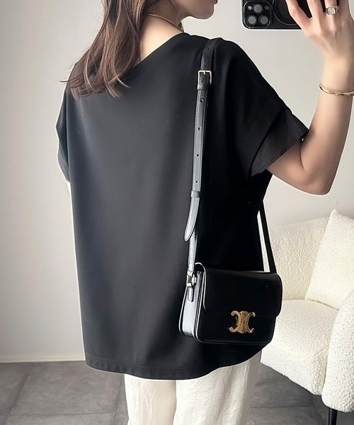 大人の女性を魅力的に引き立てる。袖口シアー切り替え 半袖 Tシャツ ce1110095