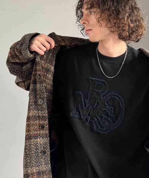 【Classical Origin】「一軍確定。」フリンジパッチワーク使いリラックスTシャツ／Fringe and Patchwork Relaxed T-Shirt co1320004