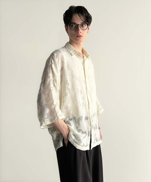 Sheer Jacquard Dolman Sleeve Shirt／フラワー柄シアージャカードドルマンシャツ co1150008