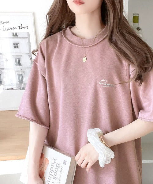 袖口くるりん。ワンポイント刺繍ハーフスリーブ裏毛Tシャツ ce1260259