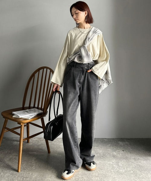 《JaVaジャバコラボ》ゆるっと大人カジュアル。綿100％ドルマンスリーブカットロンTEE（長袖） jv1260489