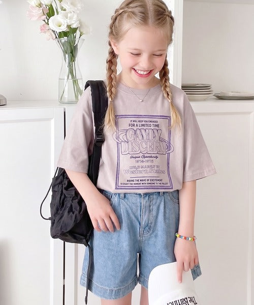 【キッズ】《JaVaジャバコラボ》親子お揃い リンクコーデできちゃう！前後2way 綿100％ロゴプリントTシャツ(半袖) jk1050136