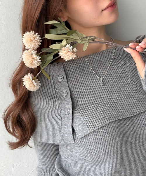 上品＆繊細に華奢見え♪サムホール付きオフショルリブ編みニット（長袖） ce1260446