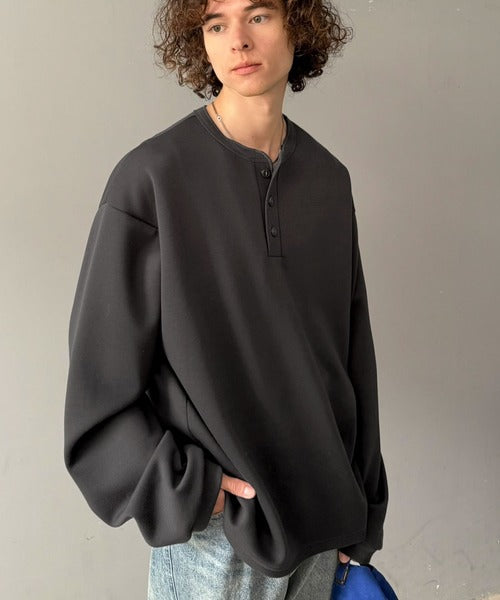 《JaVaコラボ》ラフに着るほど、サマになる。ダンボール素材ヘンリーネックTシャツ（長袖） jo1010077