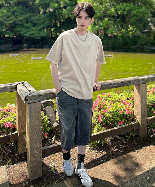 「イマドキな、古着感。」袖ポケット付きピグメント加工刺繍入りTシャツ／Sleeve Pocket Pigment-Dyed Embroidery T-Shirt co1150025