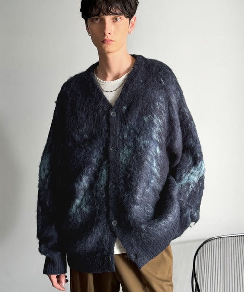 【Classical Origin】「まるで毛布。」モヘアライクシャギー素材Vネックカーディガン／Mohair-Like Shaggy Knit V-Neck Cardigan co0780003