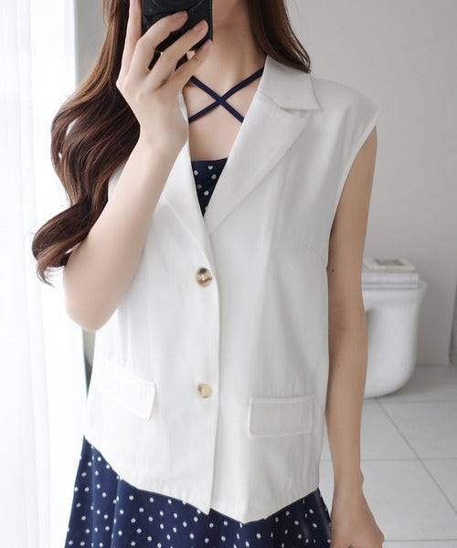 【mily bilet】上品さと抜け感をひとまとめに。ドットキャミワンピプラスノースリジャケットセット（2点セット） mi1139100