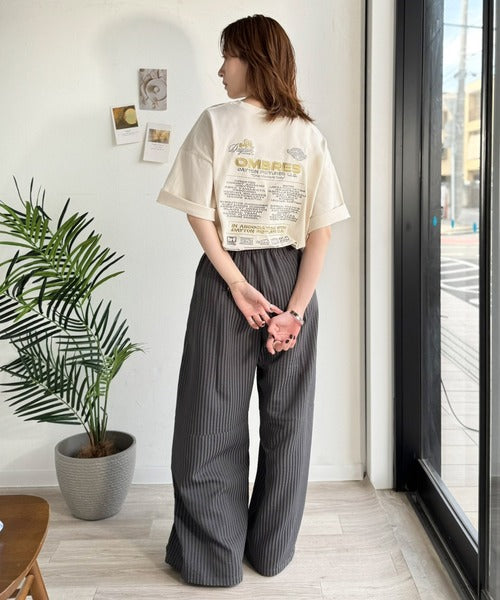 《JaVaジャバコラボ》お洒落見え抜群。大人カジュアルなゆったり半袖T。バック刺繍ビッグTEE（半袖） jv1260550