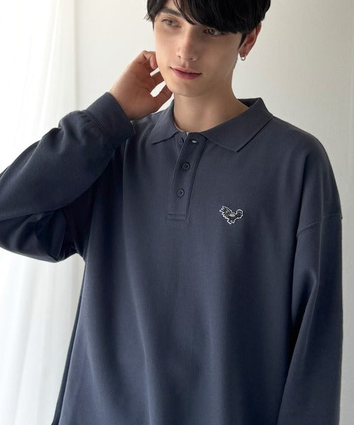 【Classical Origin】「上質な日常。」胸刺繍入り鹿の子ポロシャツ（長袖）／Embroidery Basic Polo Shirt co1150052