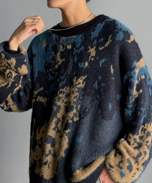 【classical origin】ニュアンス柄Wジャガードシャギーニット／Nuanced Pattern Double Jacquard Shaggy Knit ao1260497