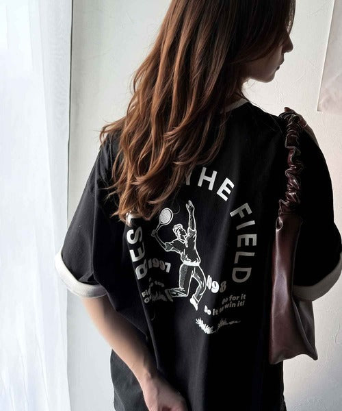 ゆるっとカジュアルに。半袖リンガーフロッキーテニスTシャツ ce1020214