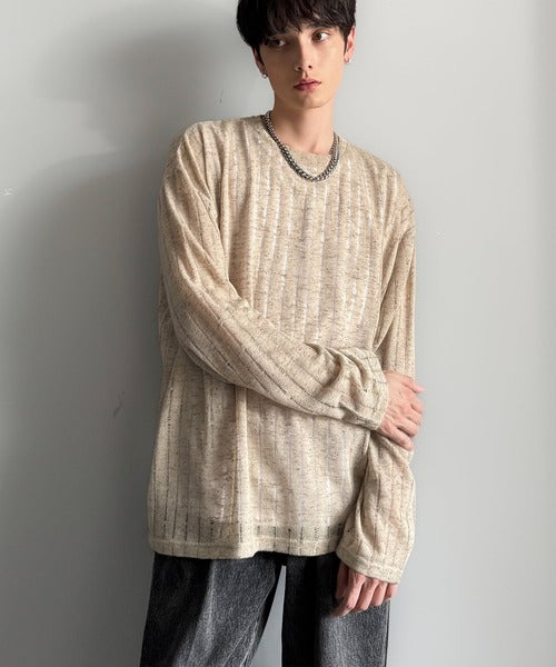 【Classical Origin】「シンプルに魅せる。」グランジモードリラックスシアープルオーバー（長袖）/Grunge Mode Relaxed Pullover co1010027