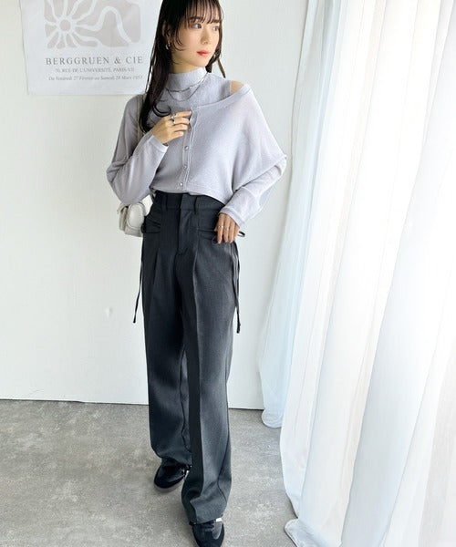 【mily bilet】上品さと可愛らしさを兼ね備えた、オフショル２WAYラメシアーニットアンサンブル（カーディガンセット） mi1029105