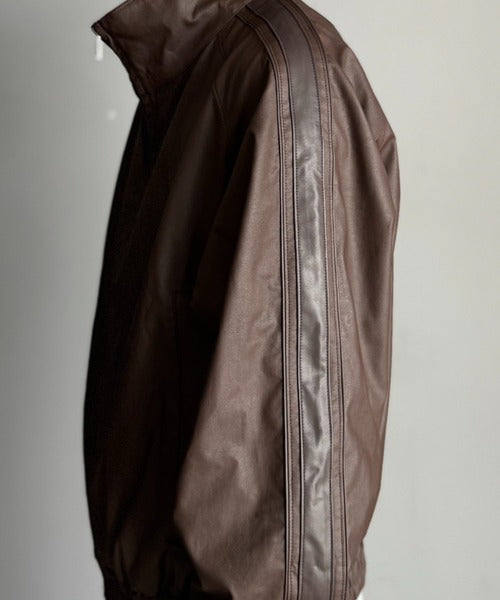 【Classical Origin】High-Neck Leather Track Jacket／ハイネックレザートラックジャケット co1150040
