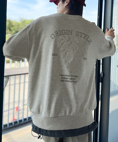 【Classical Origin】バックスタイルで魅せるベーシックな一枚。Rooster Back Embroidered Sweat Trainer／ルースターバック刺繍スウェットトレーナー co1010039
