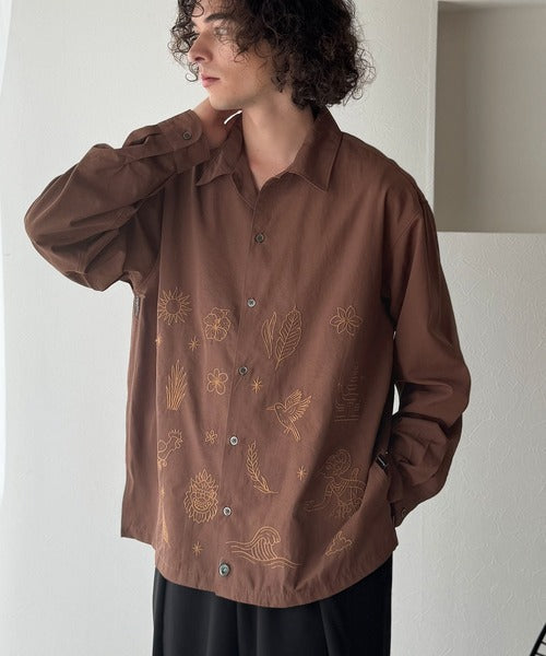 【Classical Origin】刺繍で魅せる存在感。オリジン刺繍キャンプカラーシャツ／Origin Embroidered Camp Collar Shirt co1150053