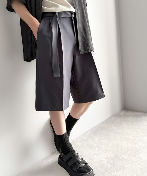 「涼やか上品。」ベルト付きルーズシルエットショートスラックス／Belted Design Loose Silhouette Short Slacks co1150020