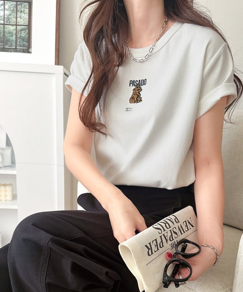 可愛いだけとは言わせない！刺繍コンパクトフライスTシャツアニマルシリーズ（半袖） ce1050360