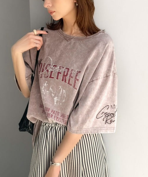 《JaVaジャバコラボ》キャッチーな個性派スタイル。綿100％前後2wayアシッドウォッシュビッグロックTシャツ(半袖） jv1260545