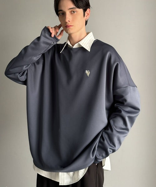 【Classical Origin】「洗練モードな一枚」。Double-Knit Fabric Thumb Hole Dolman T-Shirt／ダンボール素材サムホール付きドルマンTシャツ（長袖） co1010031