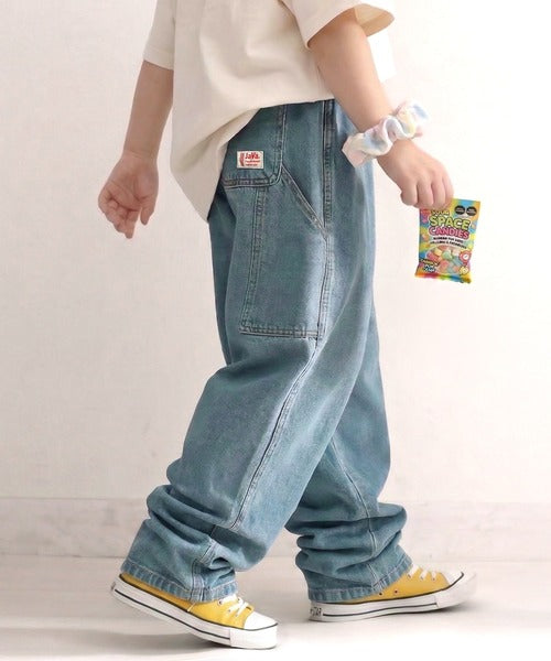 【キッズ】《JaVa ジャバ別注》キュンとする可愛さ。アクティブに動けるストレスフリーボトム。ペインターデニムパンツ jk0420048