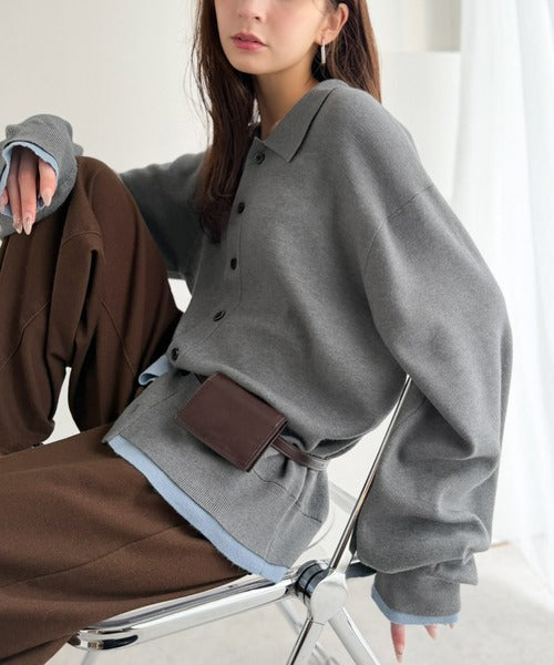 きちんと感に、差し色の遊び心を。ミラノリブ配色ニットシャツ / MILANO RIB COLOR BLOCK KNIT SHIRT co1020004