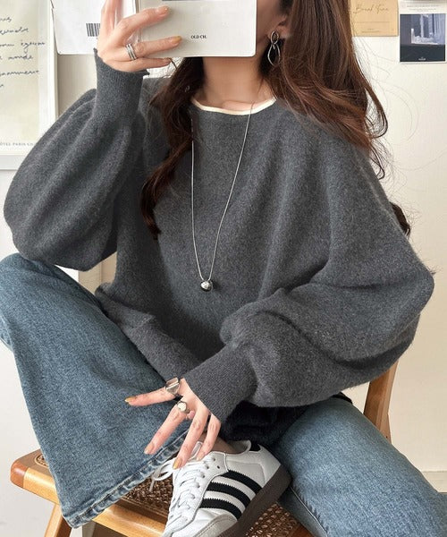 この触り心地、やみつき！ふわっと、ゆるっと。サイドスリットカシミヤタッチ起毛ニットプルオーバー（オーバーサイズ） ce1420008