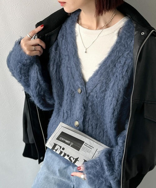 ふんわりボリュームで華やかに◎ロイヤル起毛Vネックカーディガン ce1380007
